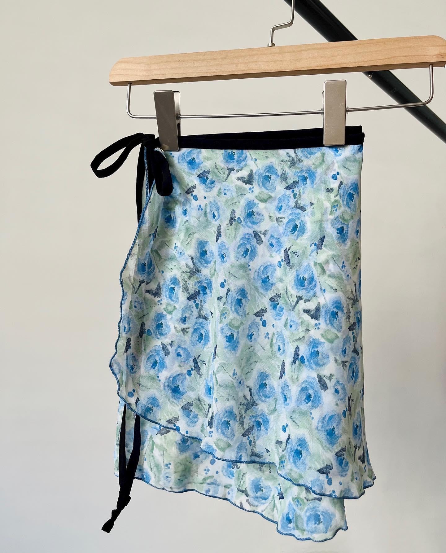 Blue Roses Ballet Wrap Skirt